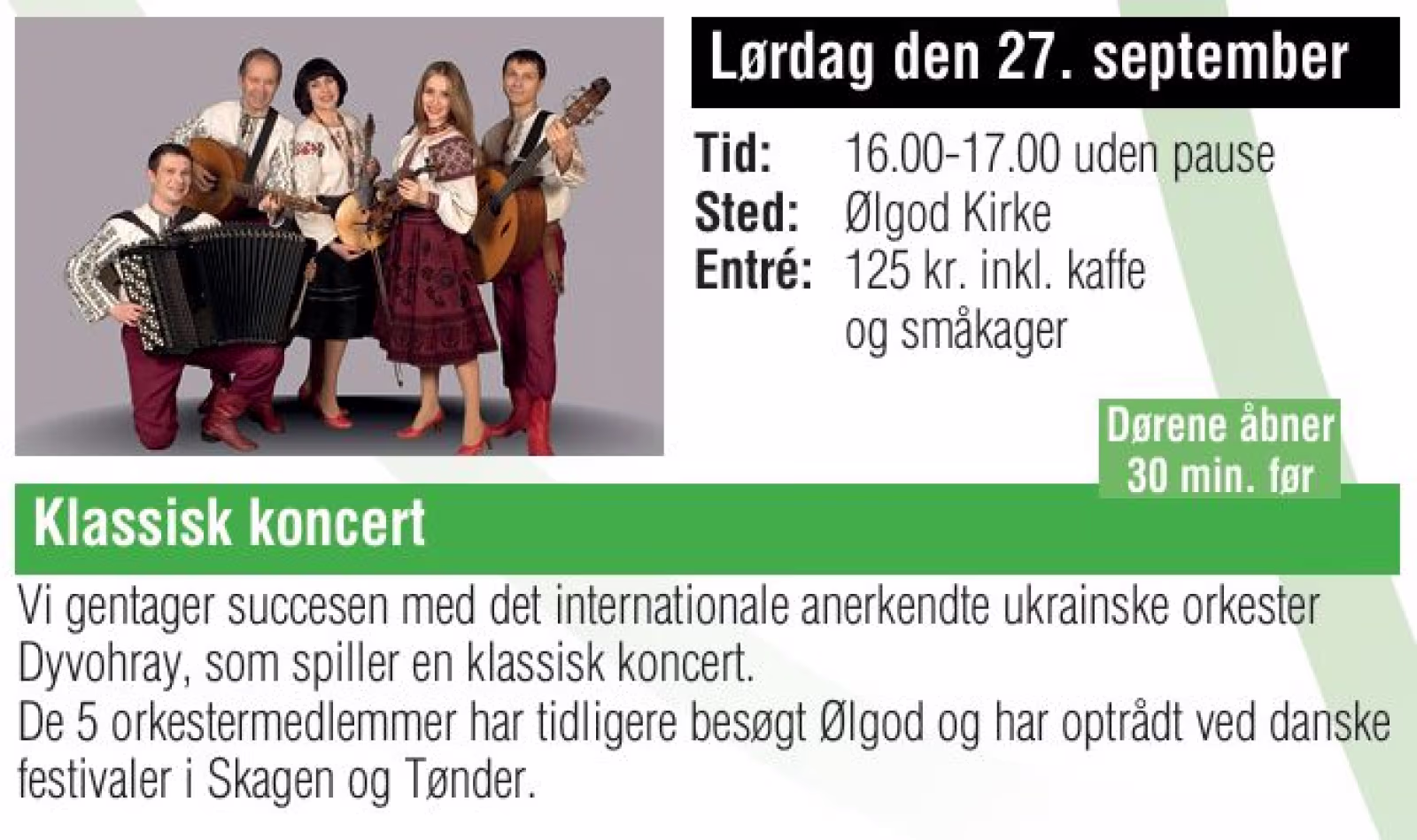 Klassisk koncert med det internationale anerkendte ukrainske orkester Dyvohray.