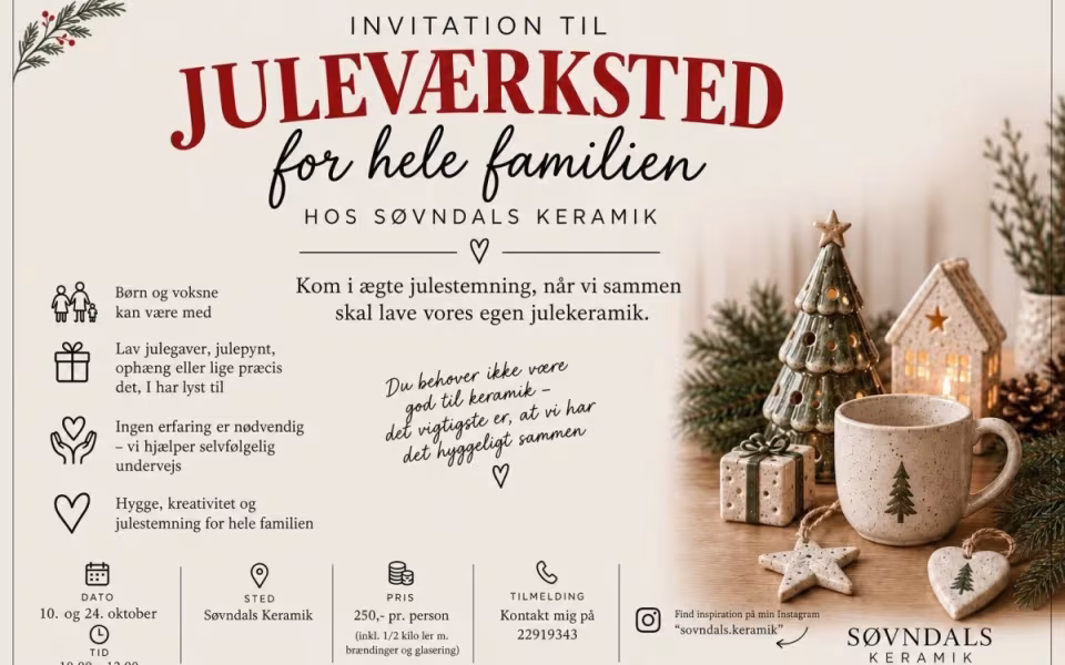 Lav julekeramik med familien hos Søvndals Keramik
