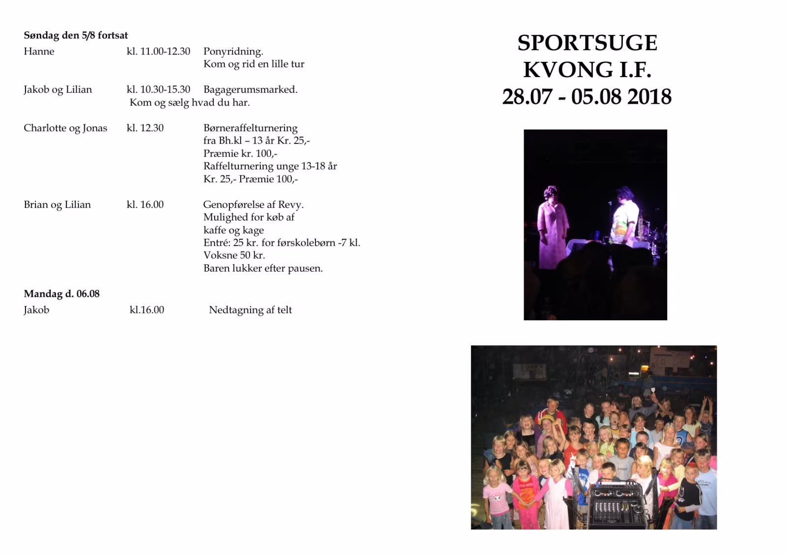 Sportsugen, Kvong 2018
