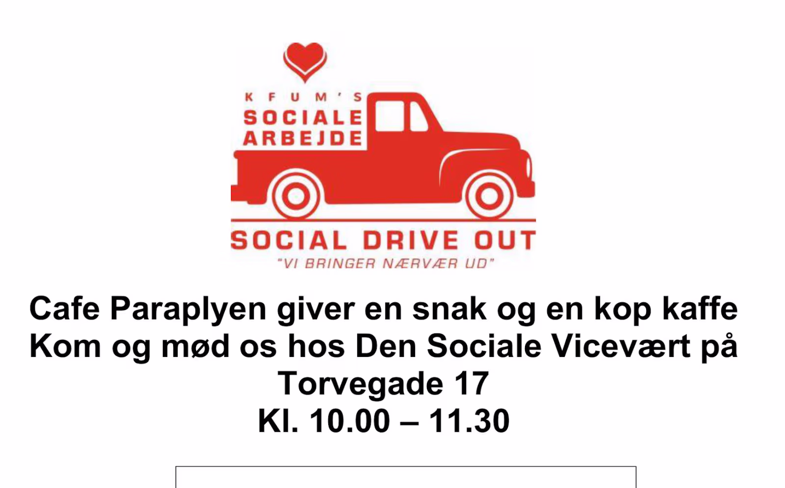 Ølgod. Cafe Paraplyen inviterer til kaffe og samtale hos den sociale vicevært - Torvegade 17 Ølgod