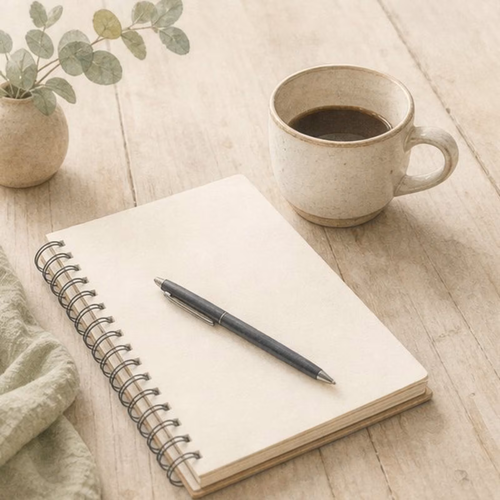Generisk illustration: Notesbog og kaffekop