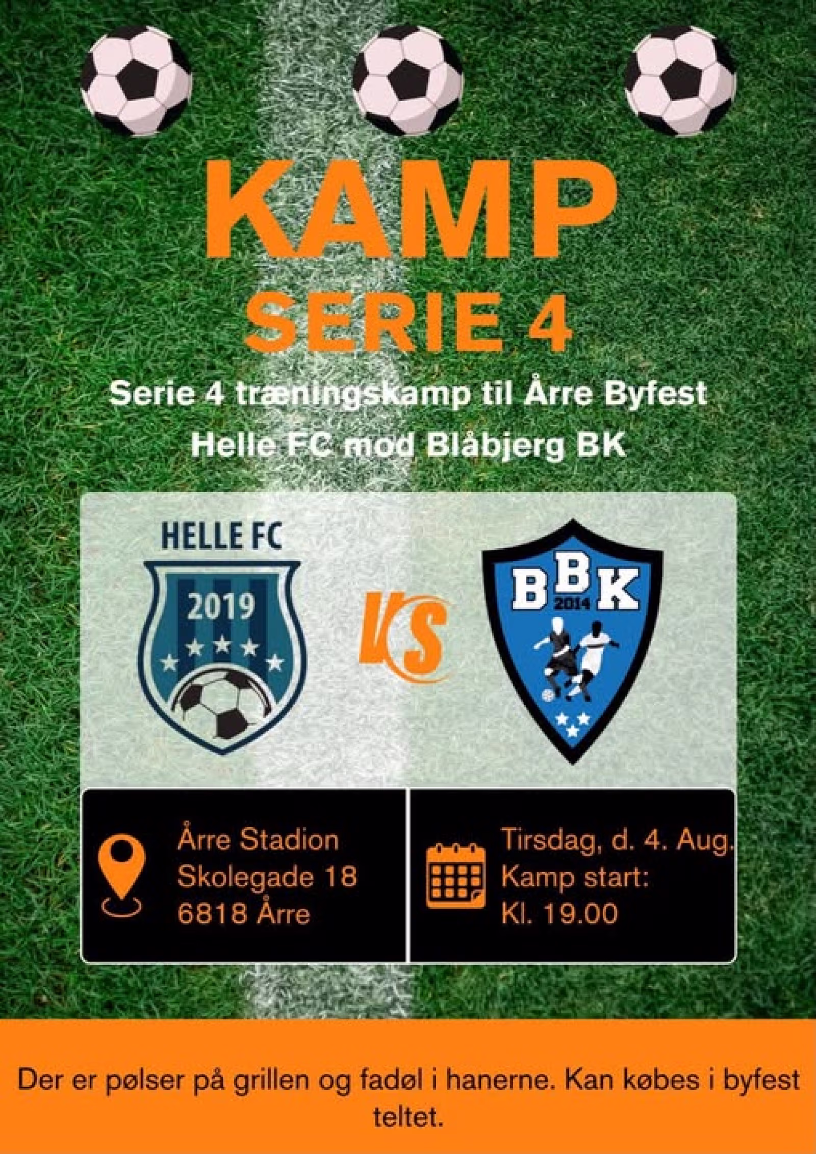 Helle FC møder Blåbjerg BK i serie 4-træningskamp til Årre byfest.
