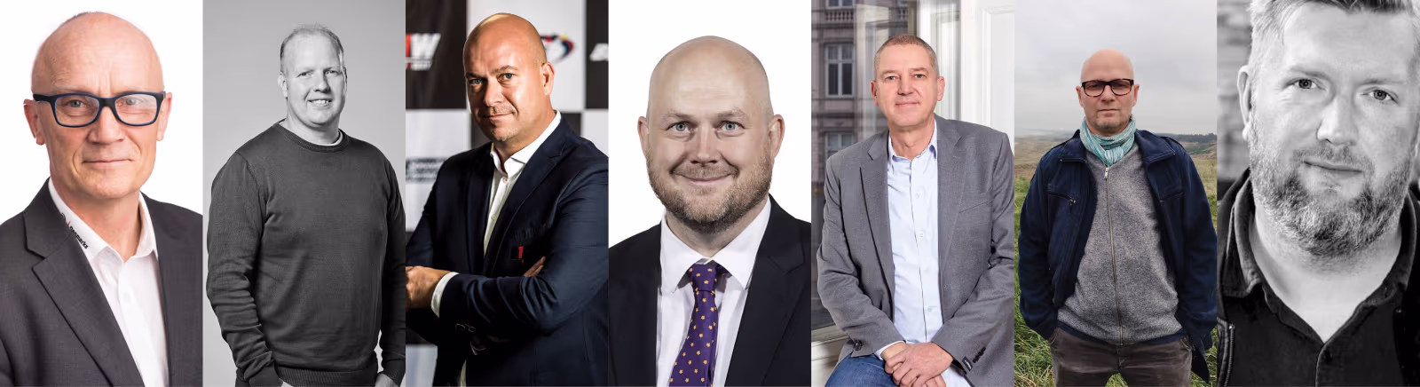Fra venstre: Jørgen Bitsch, Rudi Steen Hansen. Jacob Olsen, Lars Guldager Dyhr, Henrik Juul, Joachim Hoxha Nielsen og Søren Andersen (foto af sidstnævnte af Sif Meincke).