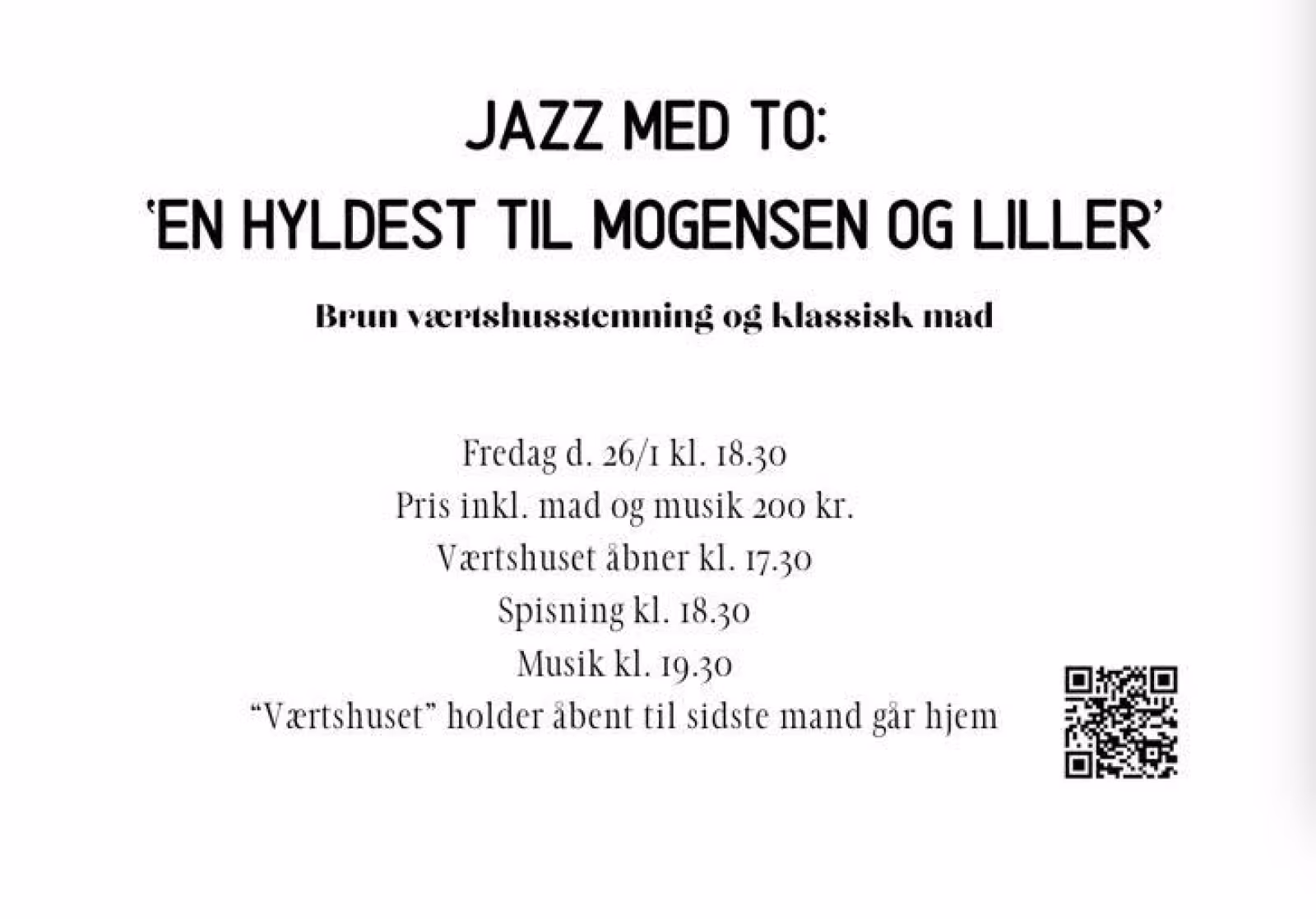 Jazz med to, brun værtshusstemning og klassisk mad