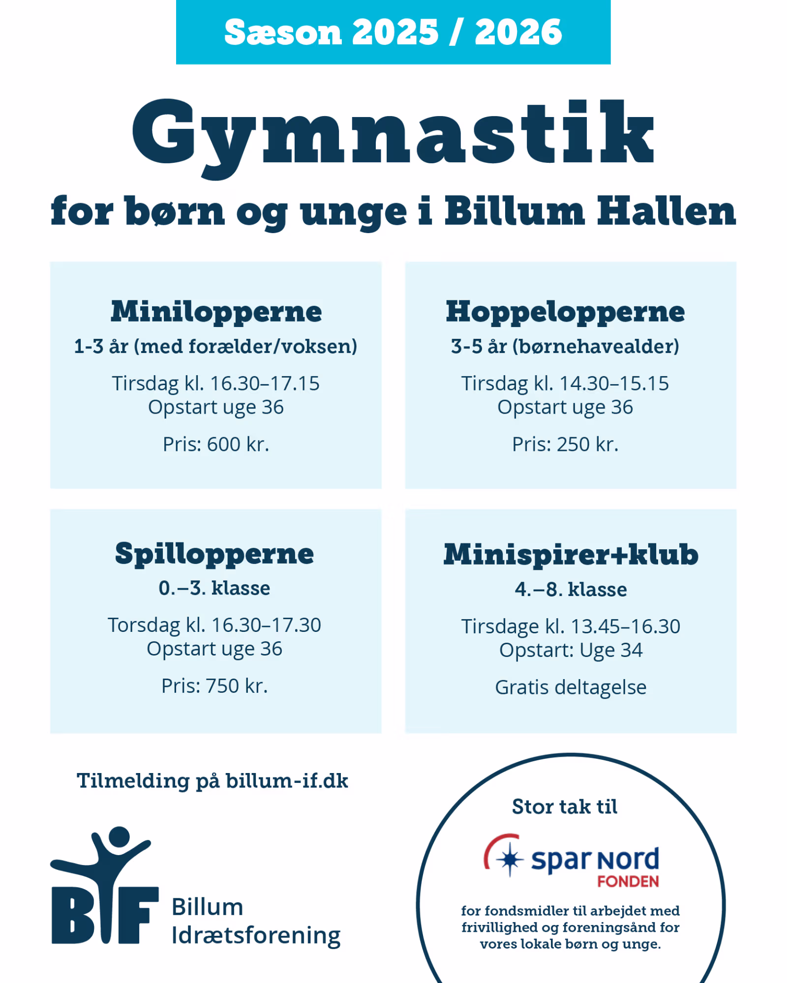 Gymnastik for børn og unge i Billum Idrætsforening