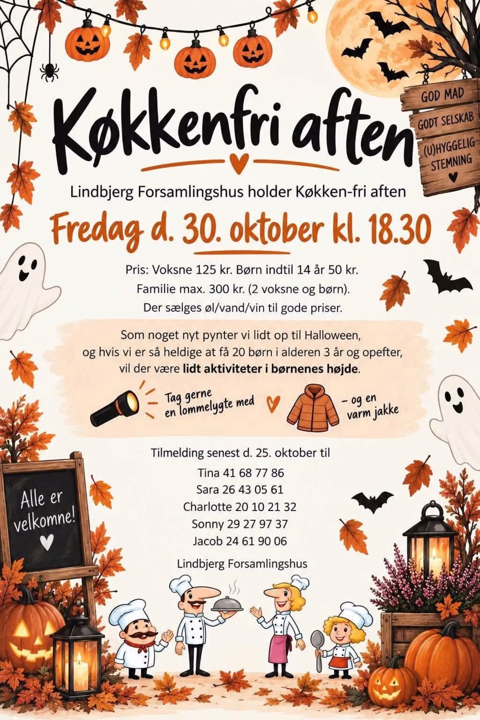 Køkkenfri aften i Lindbjerg Forsamlingshus