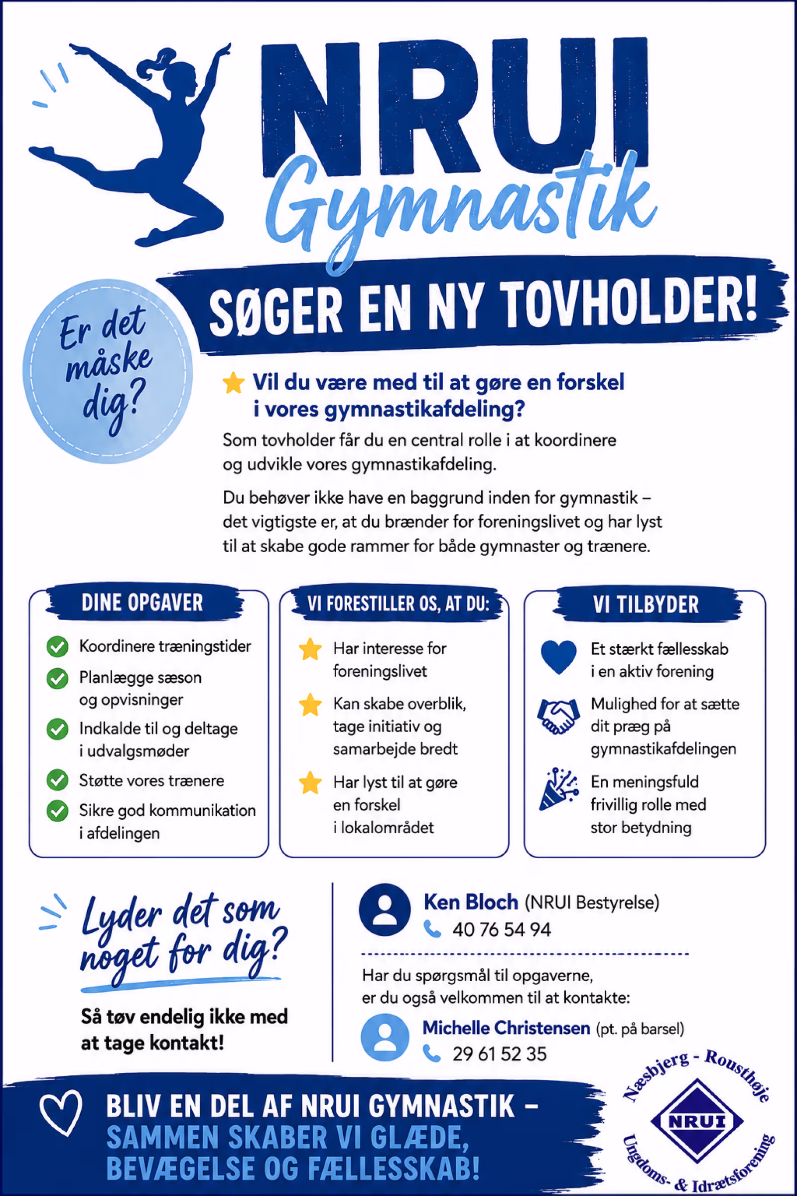 NRUI Gymnastik søger en ny tovholder