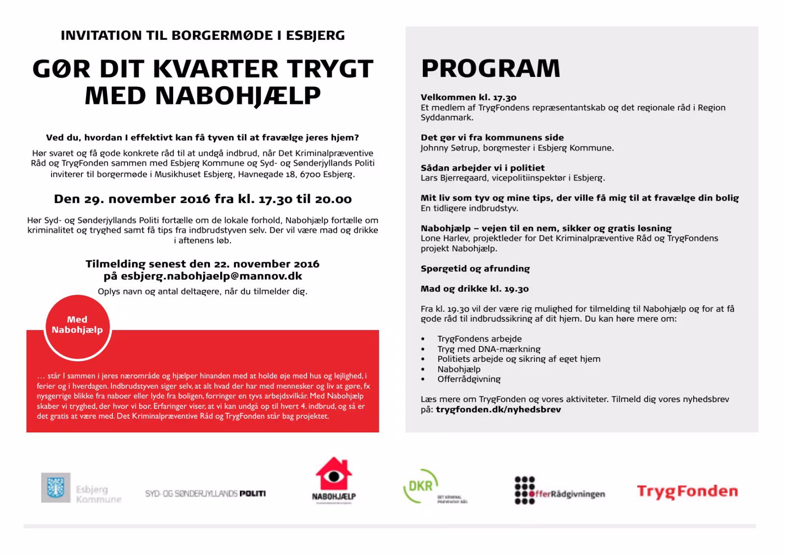 Invitation til borgermøde i Esbjerg