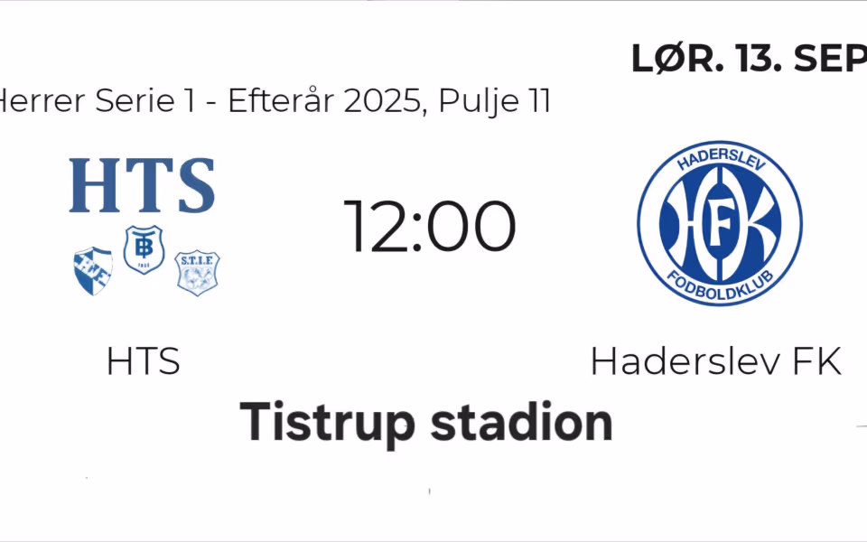 Serie 1 fodbold. HTS møder Haderslev FK