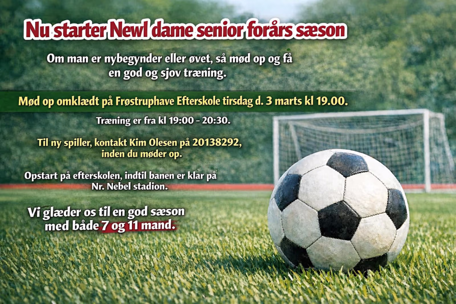 Opstart for Newl damesenior forårssæson