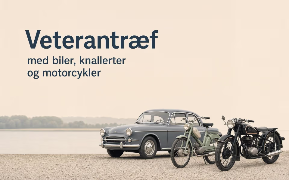 Veterantræf med biler, knallerter og motorcykler