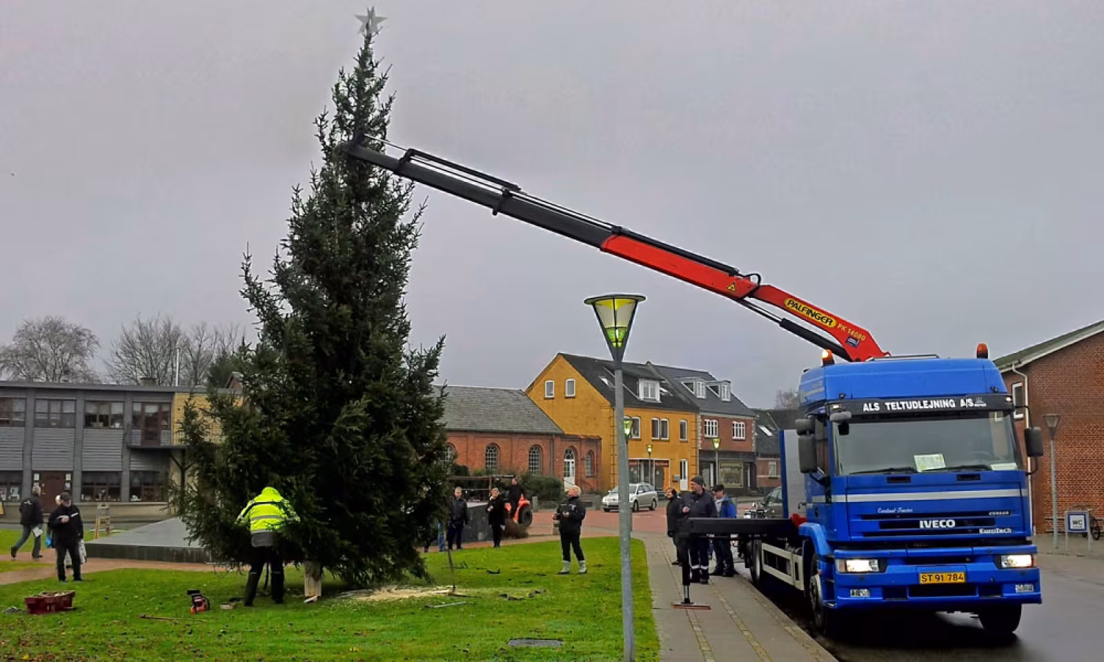 Juletræet rejses