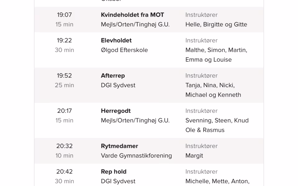 Gymnastik opvisning Områdevarde
