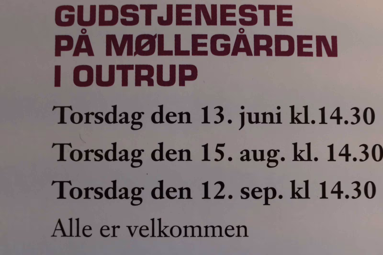 Gudstjeneste på Møllegården