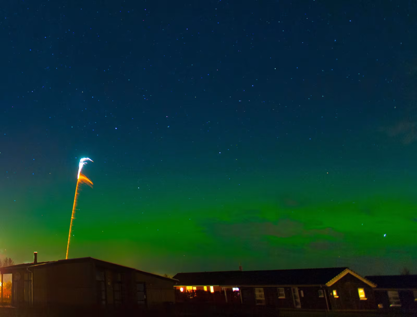 Nordlys ved Kvie Sø kort efter midnat nytårsaften 2015