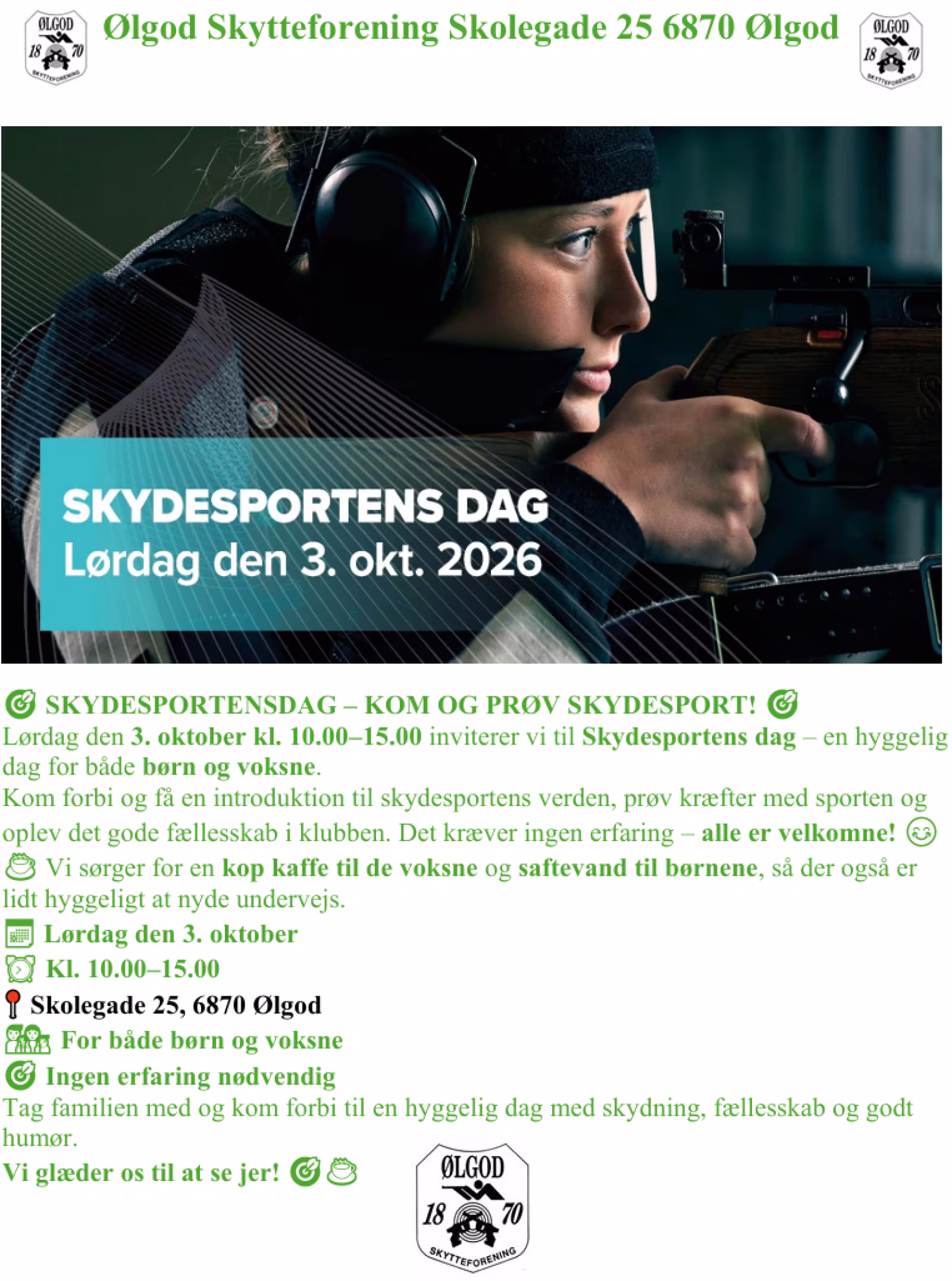 SKYDESPORTENSDAG – KOM OG PRØV SKYDESPORT!