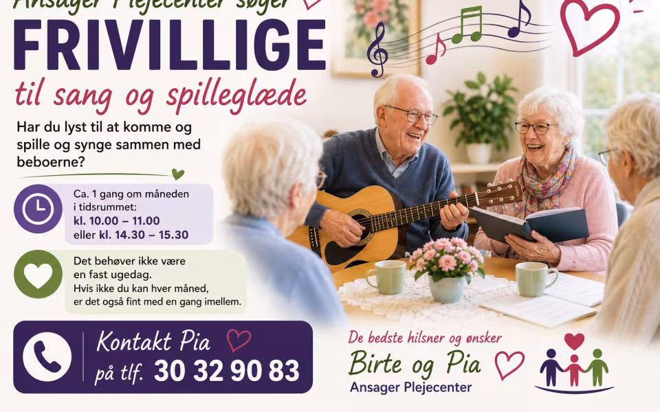 Ansager Plejecenter søger frivillige til sang og musik