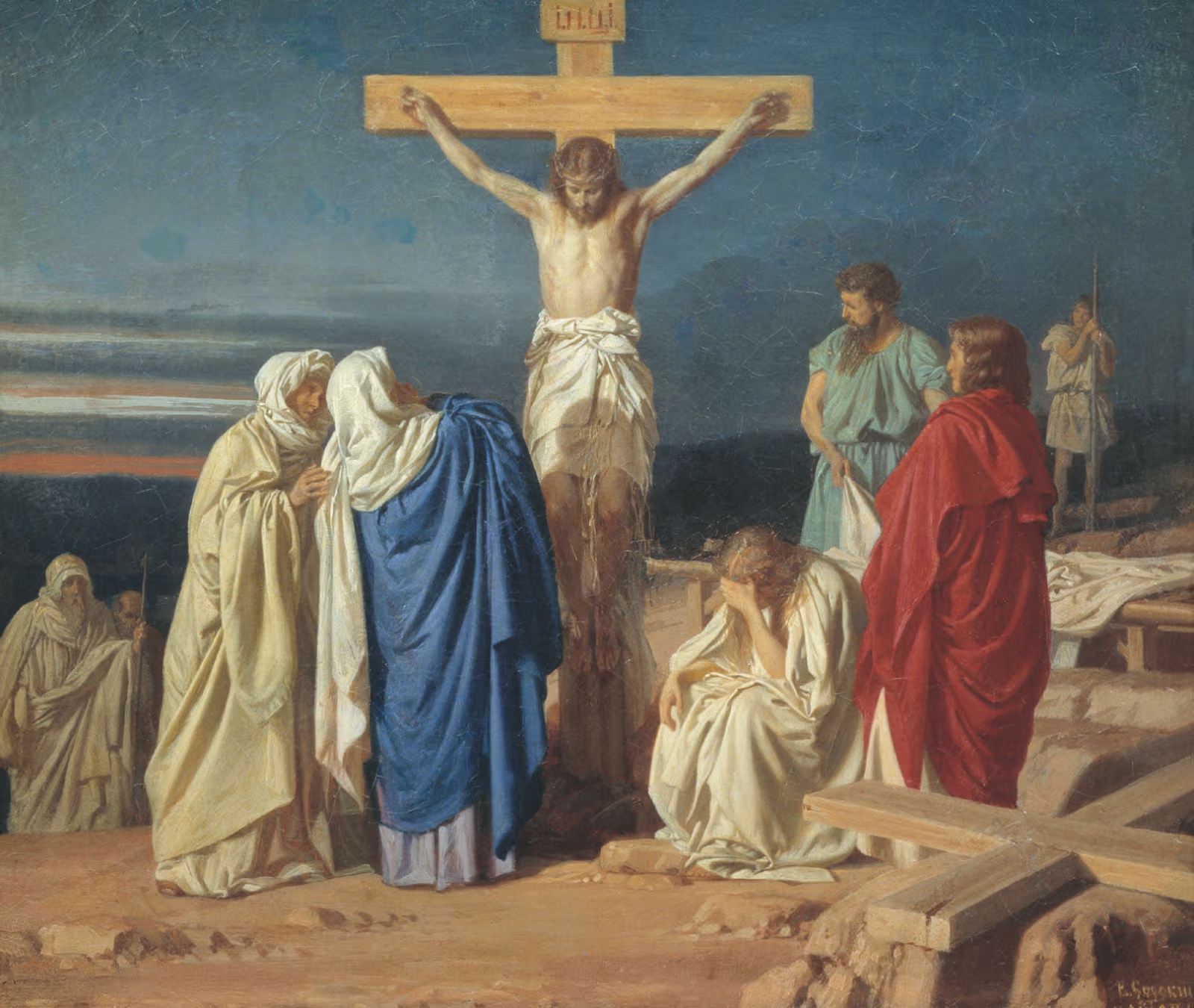 Stabat Mater er en kristen salme der skildrer Marias lidelse som Jesu Kristi moder under Jesus korsfæstelse. Her er samme tema fortolket af en maler
