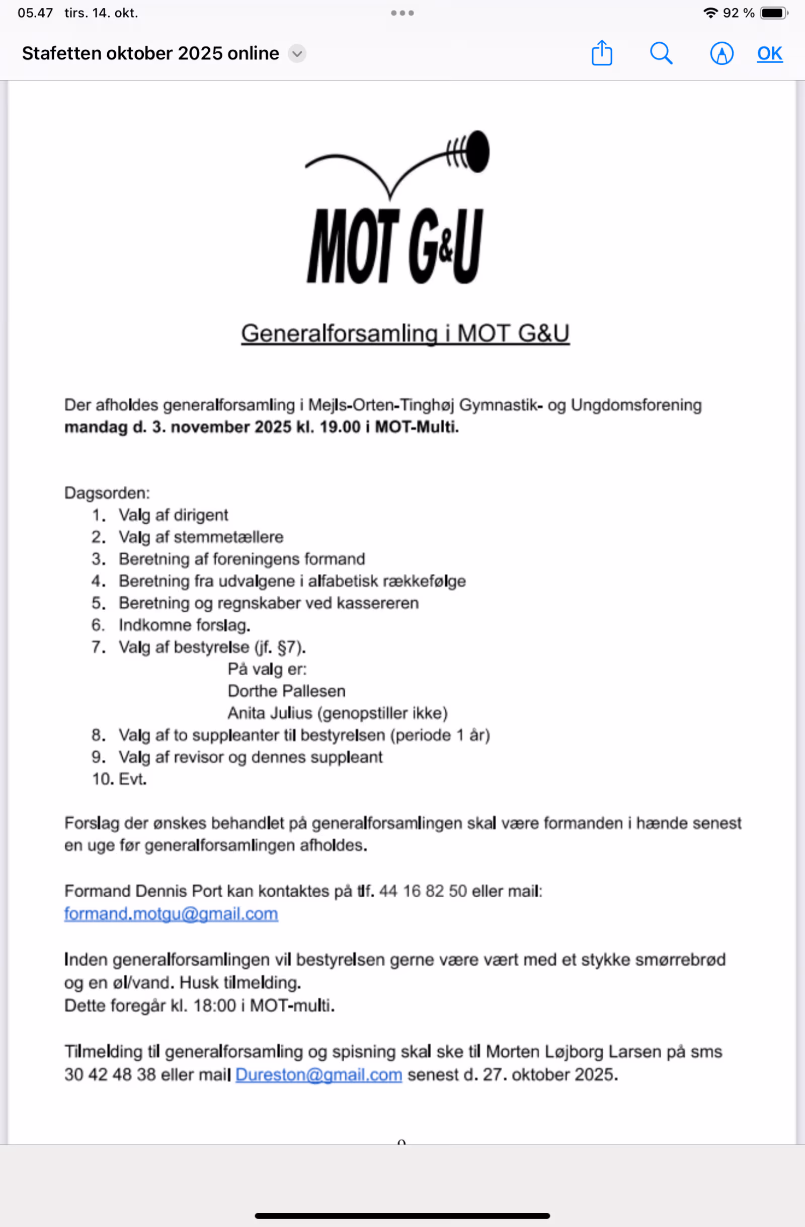 Generalforsamling i MOT G&U