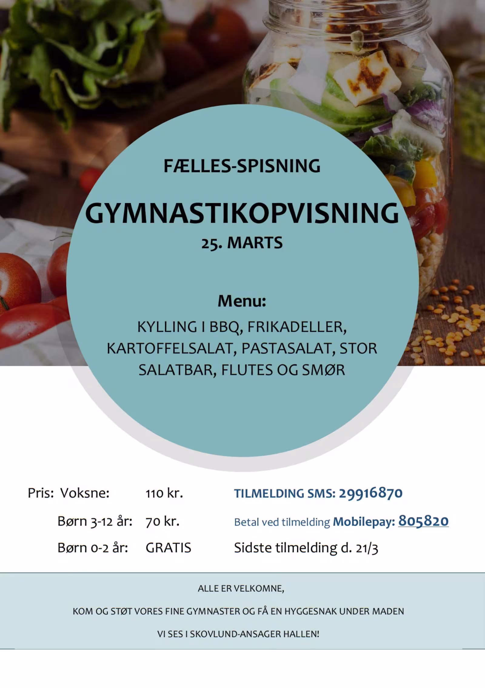 Fællesspisning til gymnastikopvisning