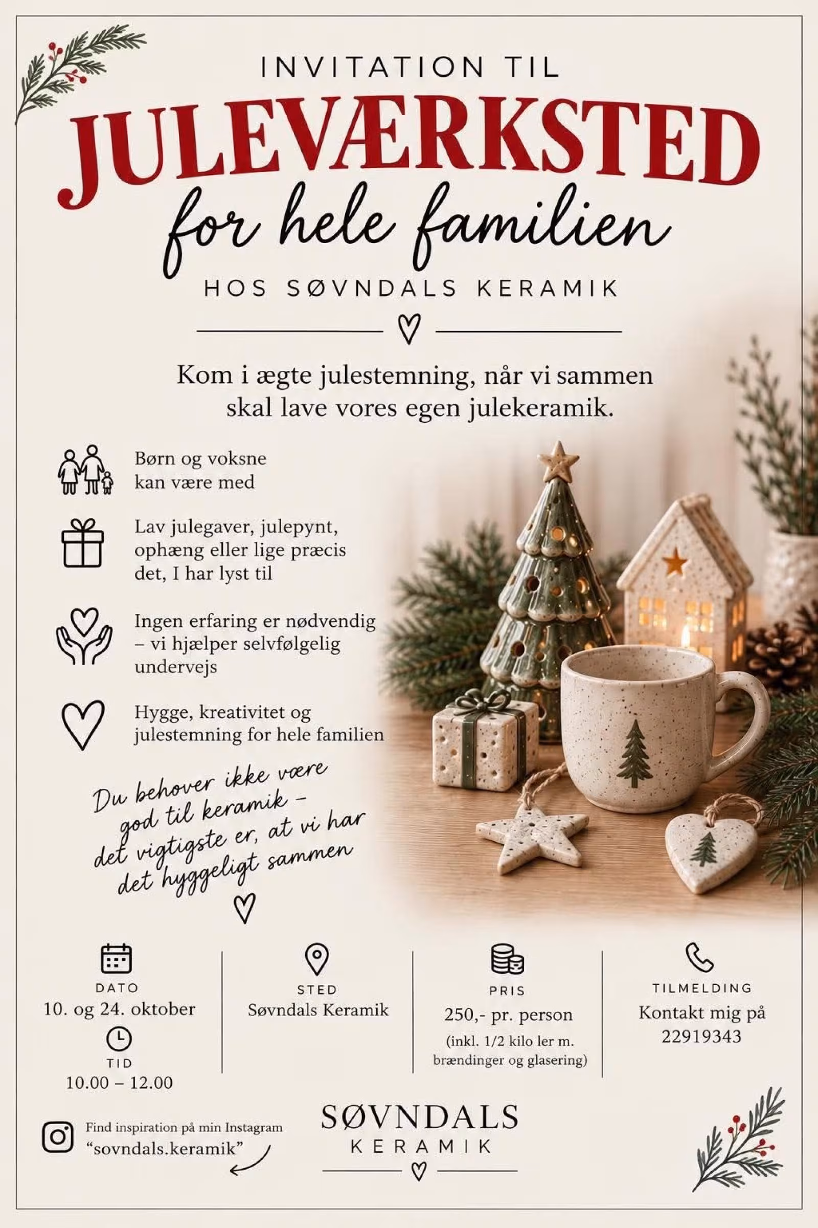 Lav julekeramik med familien hos Søvndals Keramik