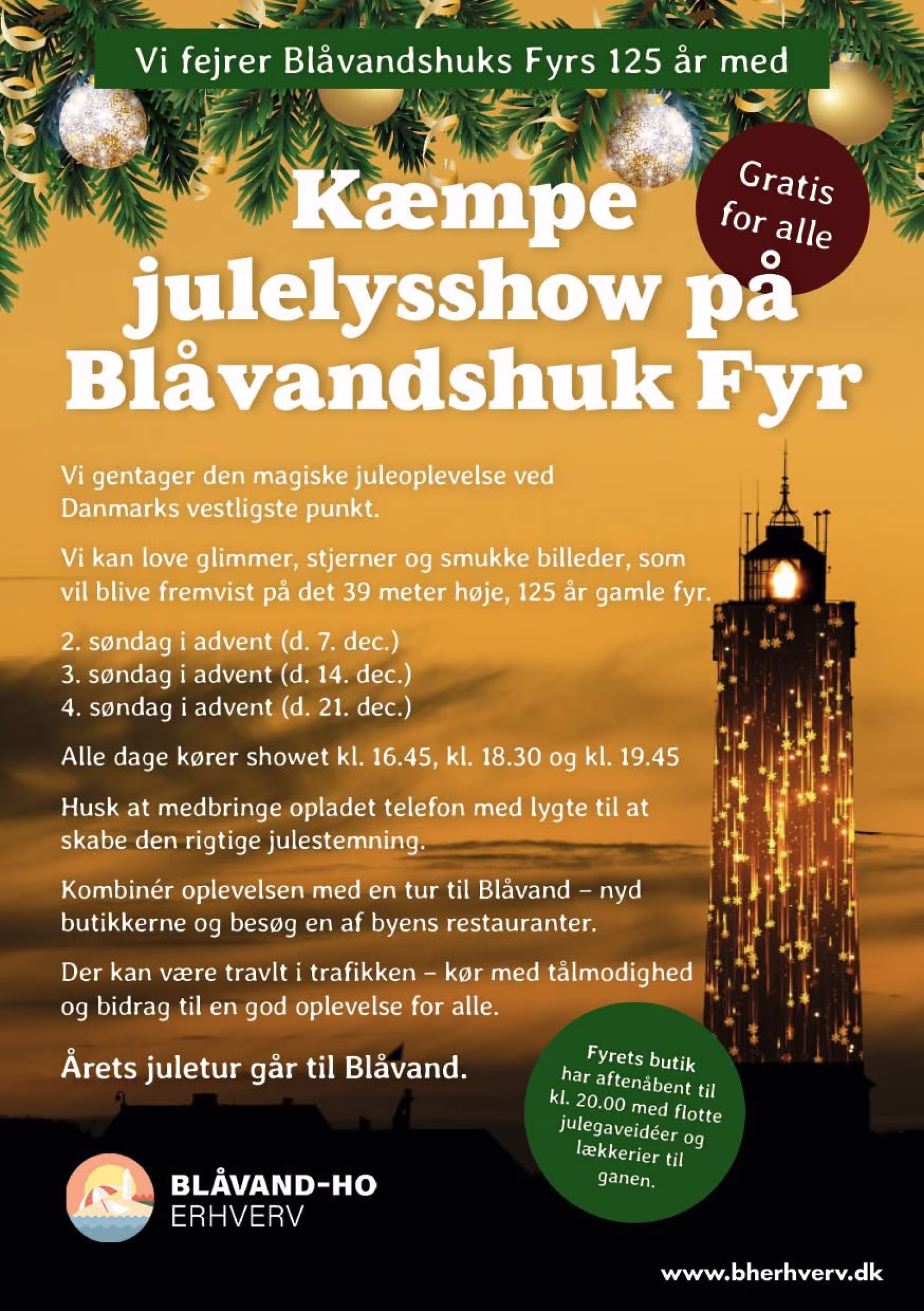 Julelysshow ved Blåvandshuk Fyr