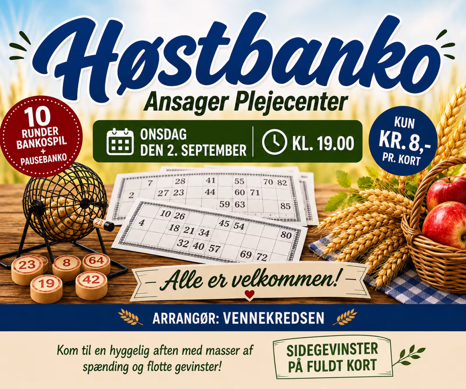 Gevinstregn og hygge i Ansager OBS.: onsdag 2. september  ikke 1. sep.