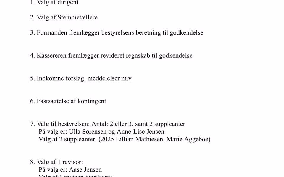 Generalforsamling Outrup-Henne Seniorforening