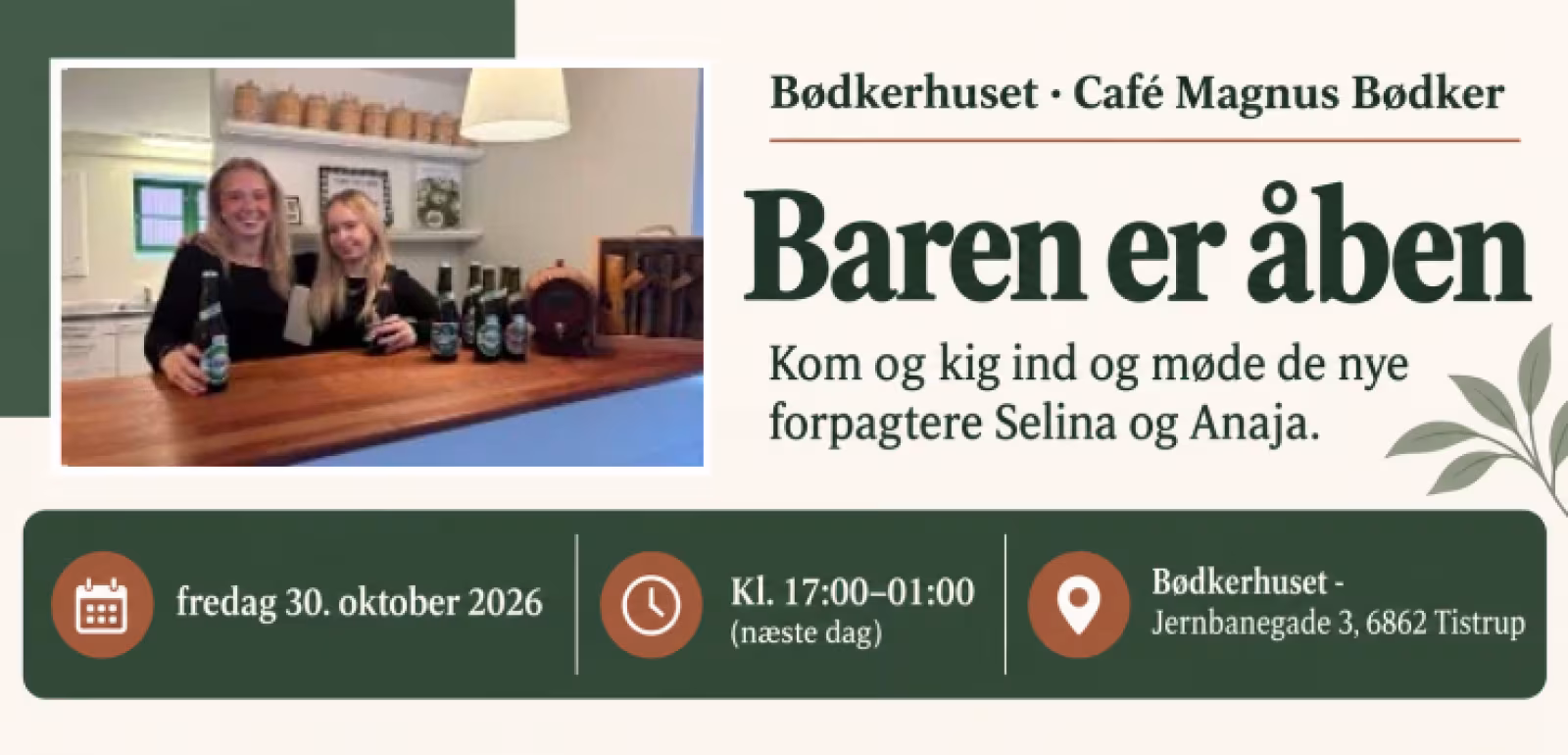 Baren er åben · grafisk opsætning