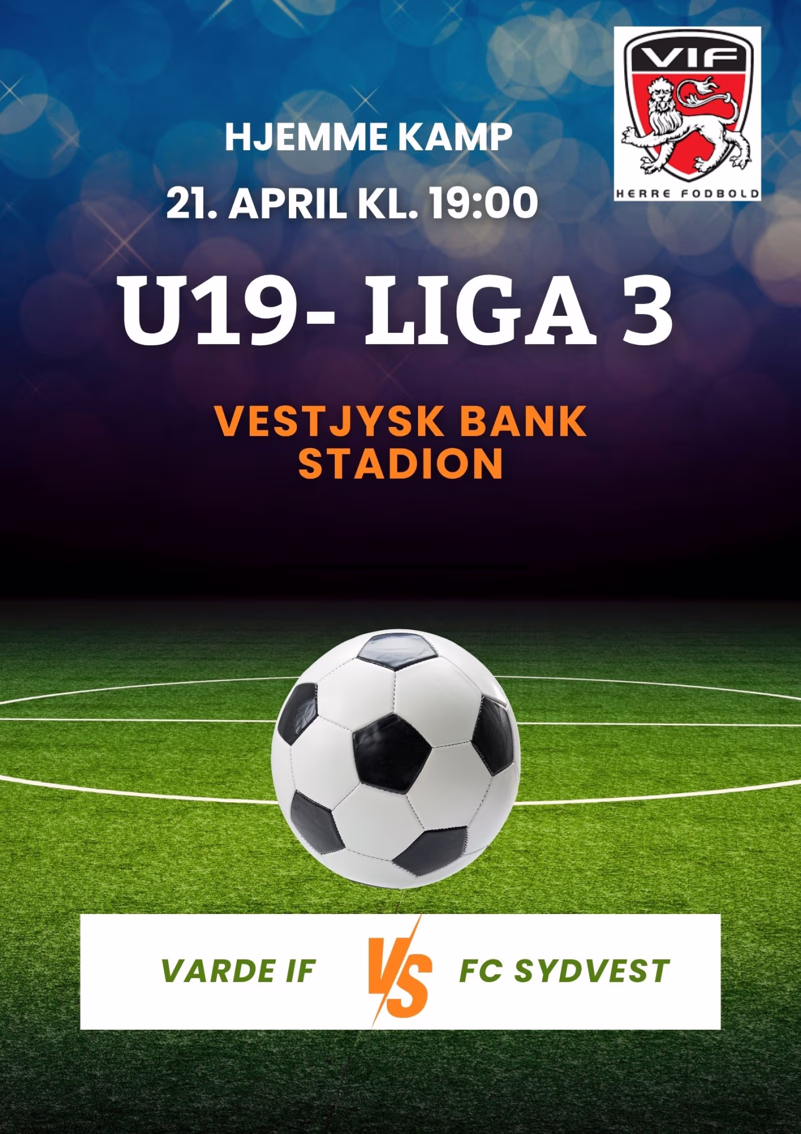 Varde IF U-19 Liga 3  møder FC Sydvest