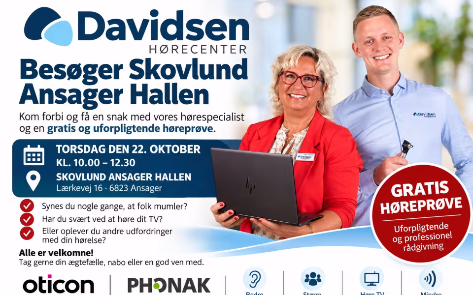 Få en gratis høreprøve i Skovlund Ansager Hallen
