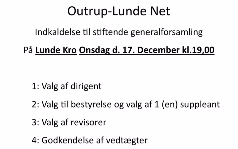 Stiftende generalforsamling på Lunde Kro