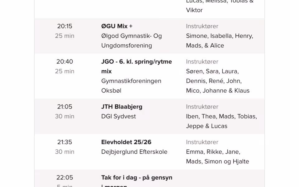 Gymnastik opvisning Områdevarde