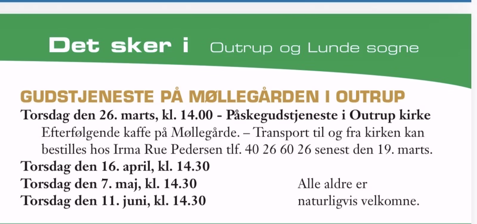Gudstjeneste på Møllegården