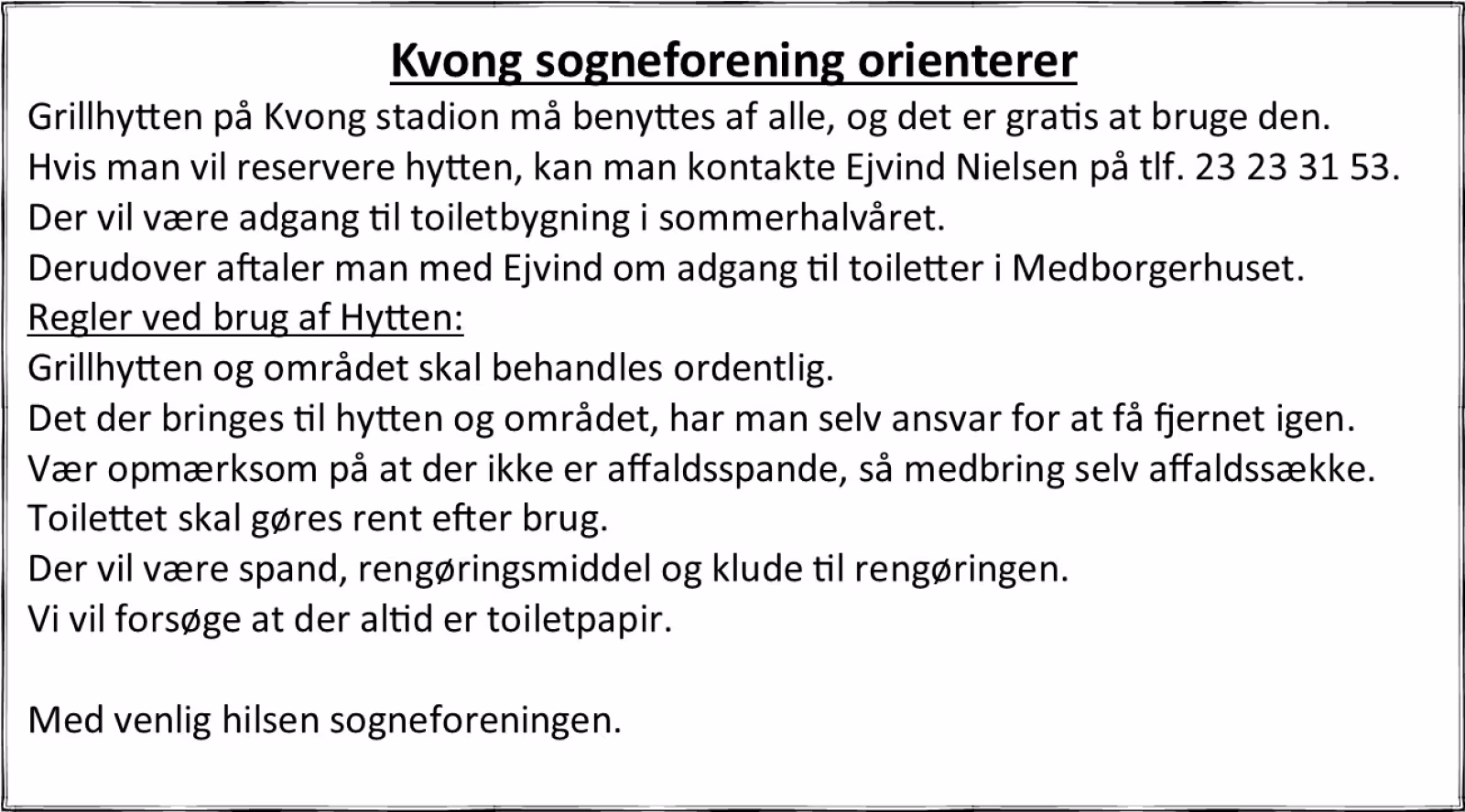 Kvong sogneforening orienterer