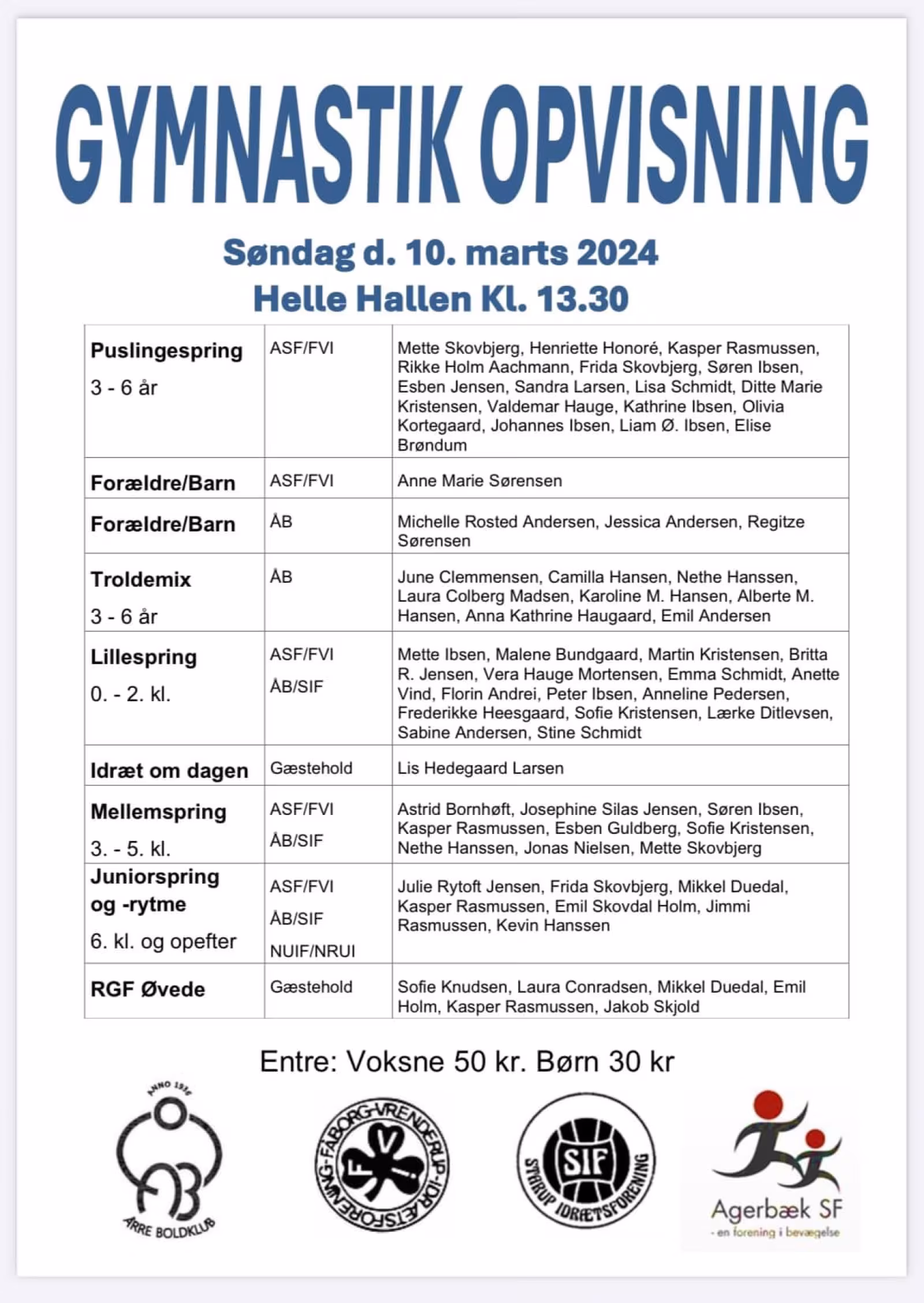 Gymnastik opvisning i Helle Hallen