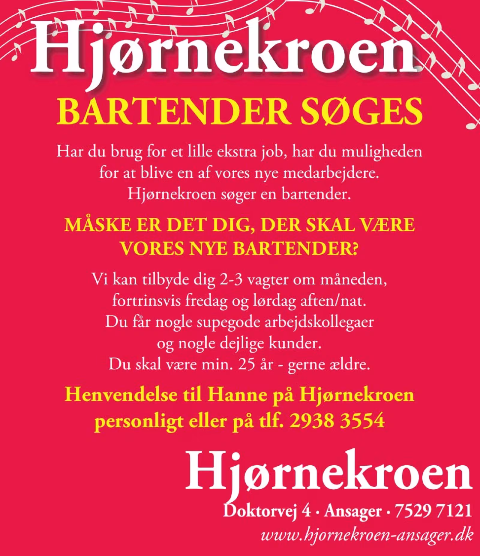 Hjørnekroen: Bartender søges