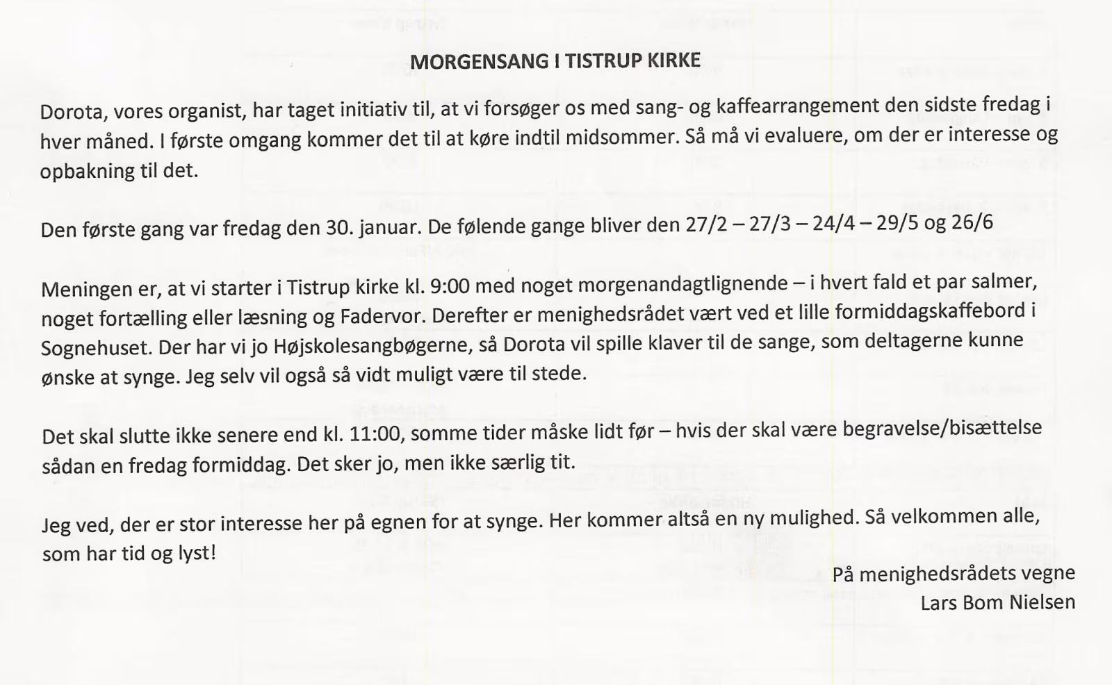 MORGENSANG I TISTRUP KIRKE