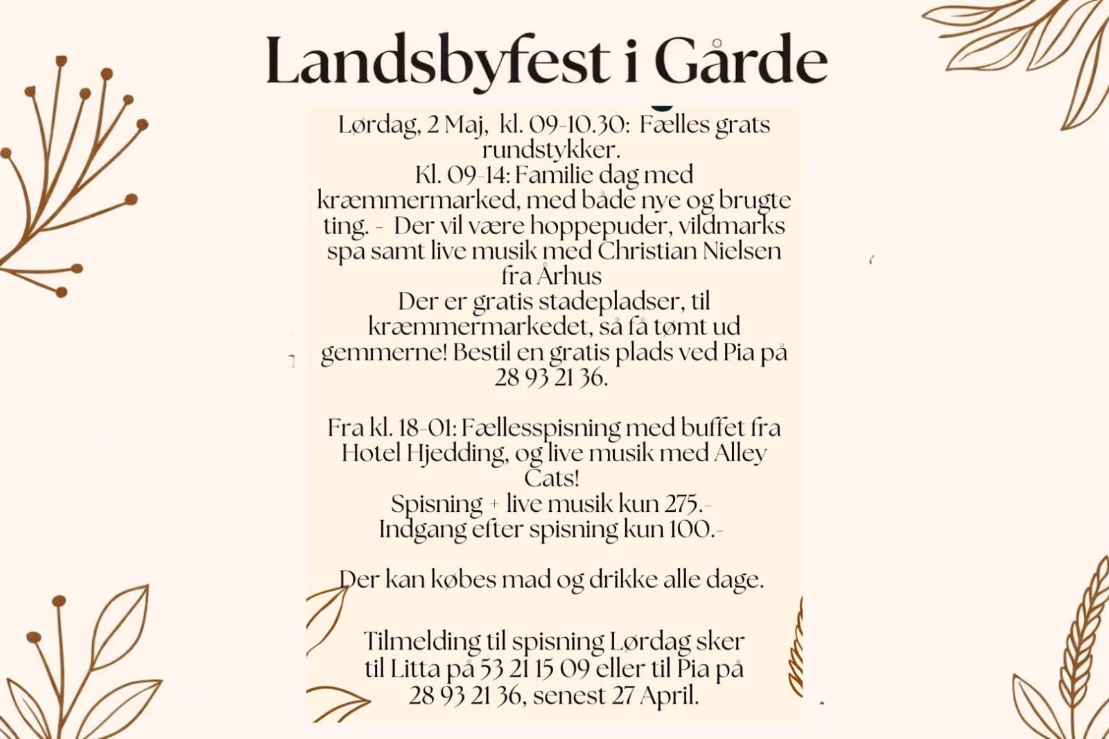 Landsbyfest i Gårde 2026 - Lørdag den 2 .maj fra kl.9