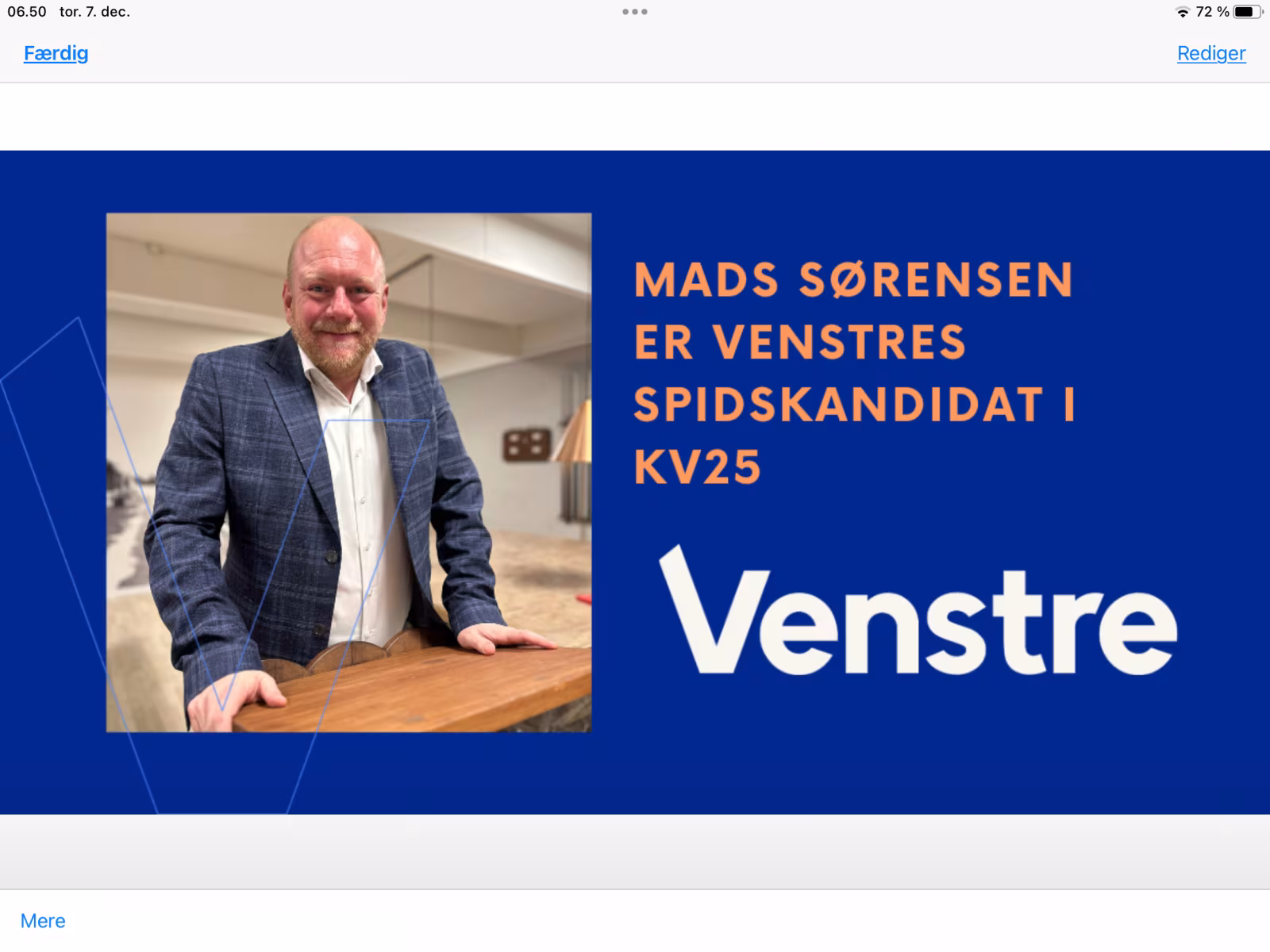 Mads Sørensen genvalgt af Venstre