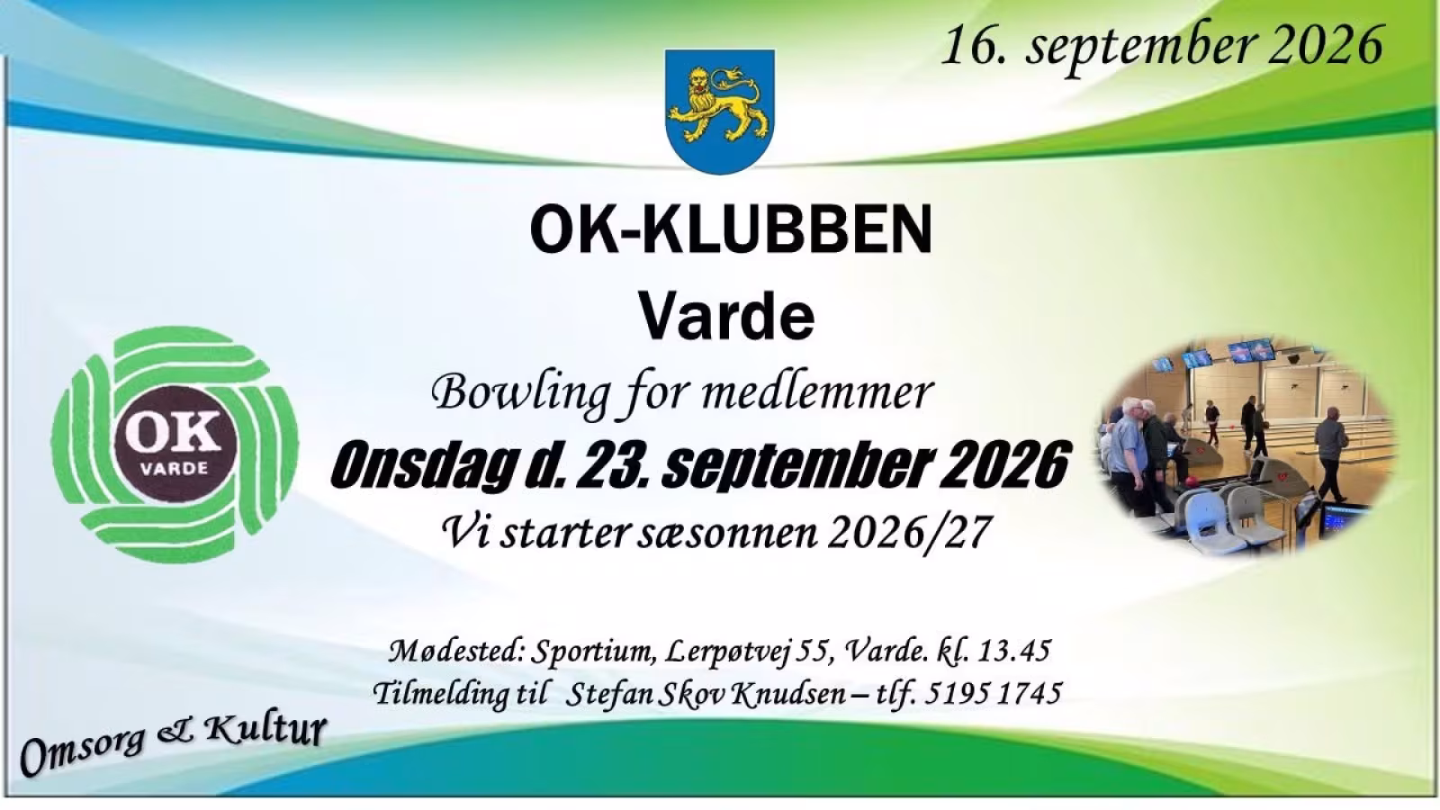 OK-Klubben Varde inviterer medlemmer til bowling