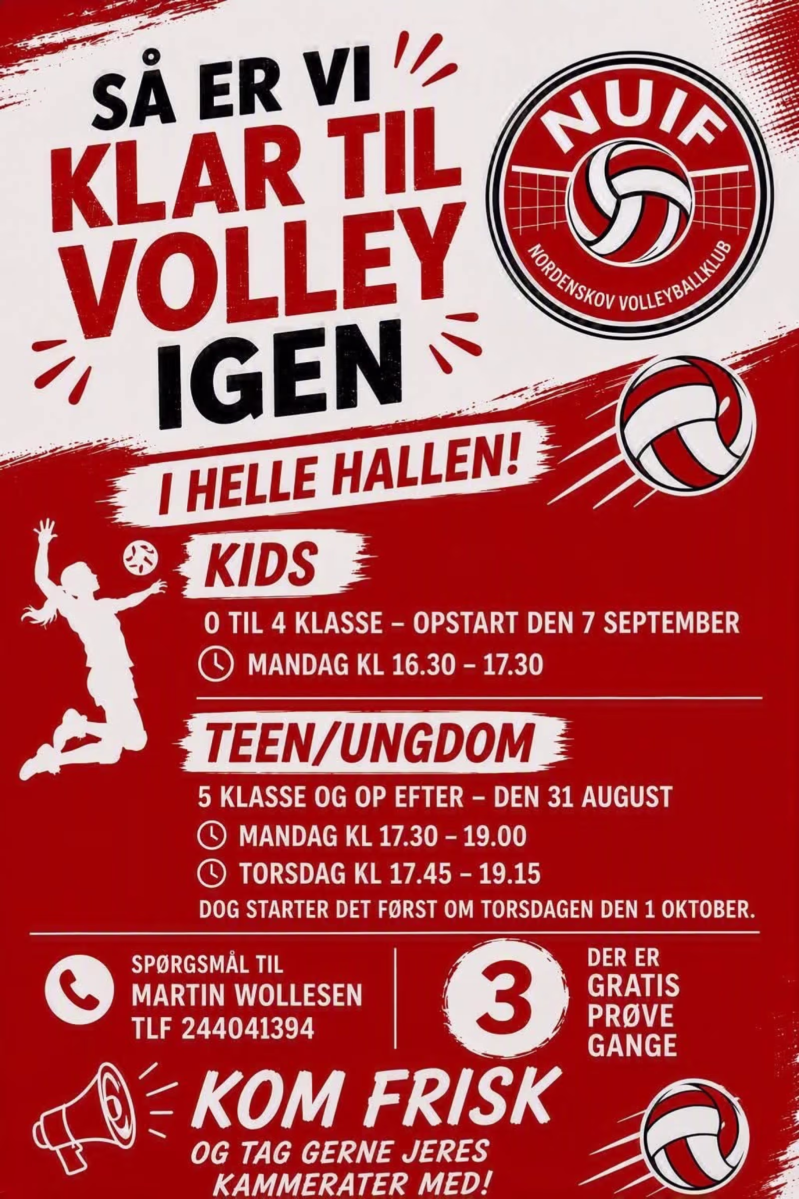 Volleyballen kalder i Helle Hallen