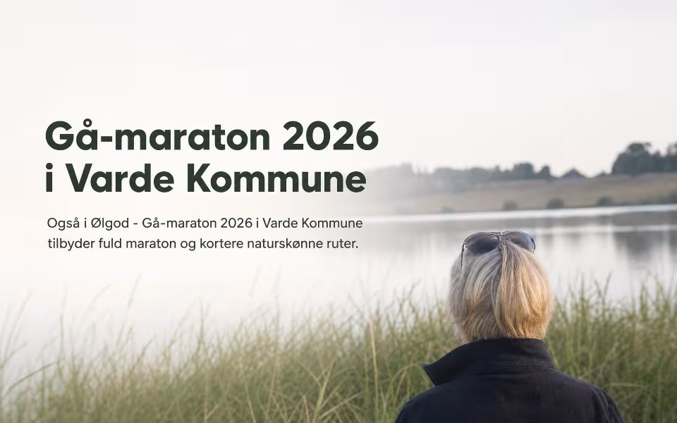 Også i Ølgod - Gå-maraton 2026 i Varde Kommune tilbyder fuld maraton og kortere naturskønne ruter.