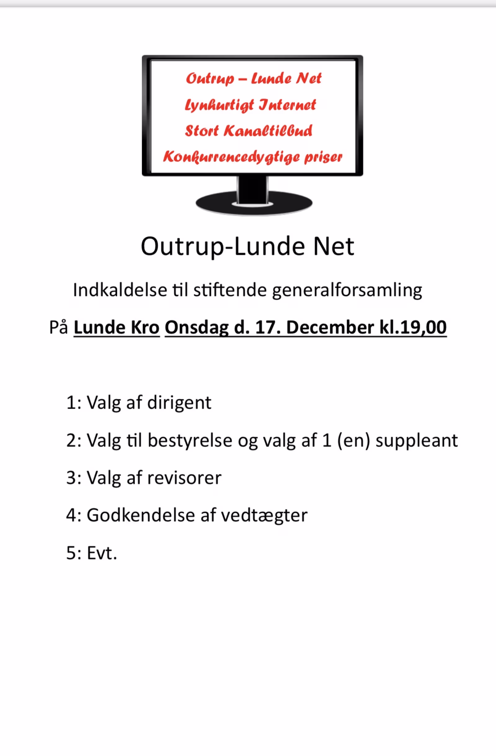 Stiftende generalforsamling på Lunde Kro