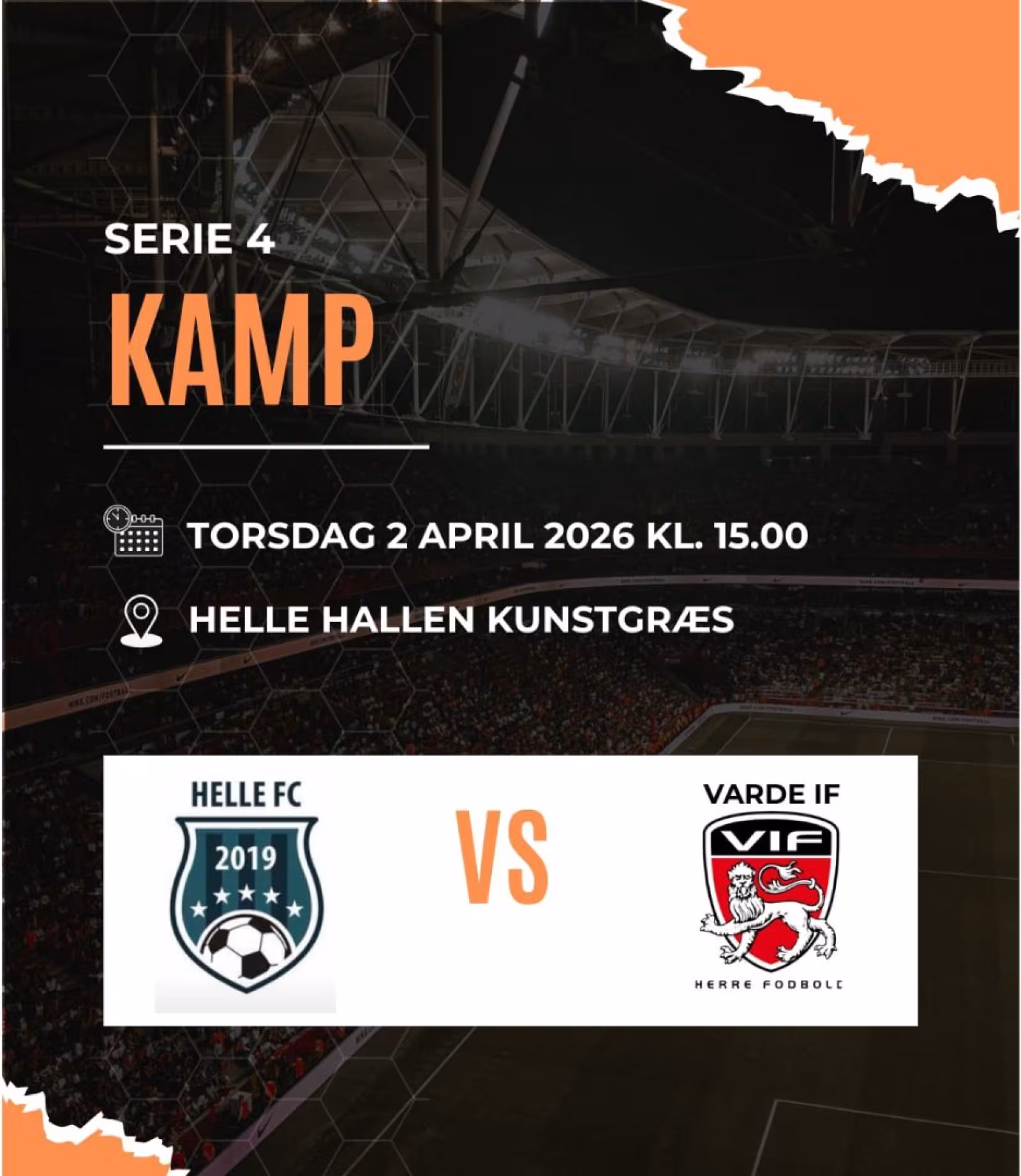 Fodbold. Helle FC senior serie 4 møder Varde IF.
