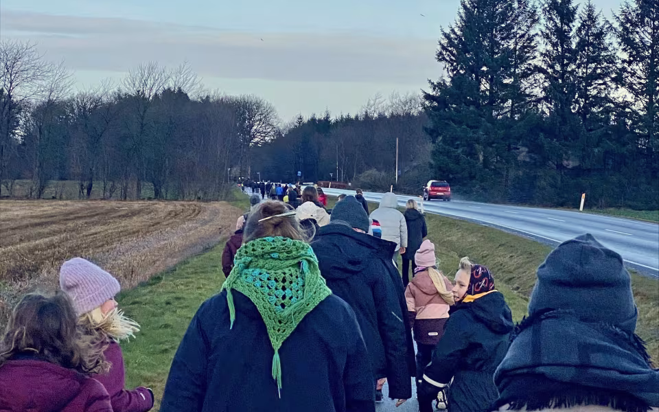 På vej hjem til skolen fra rundkørslen ved Mølby en tur på samlet 6,5 km.