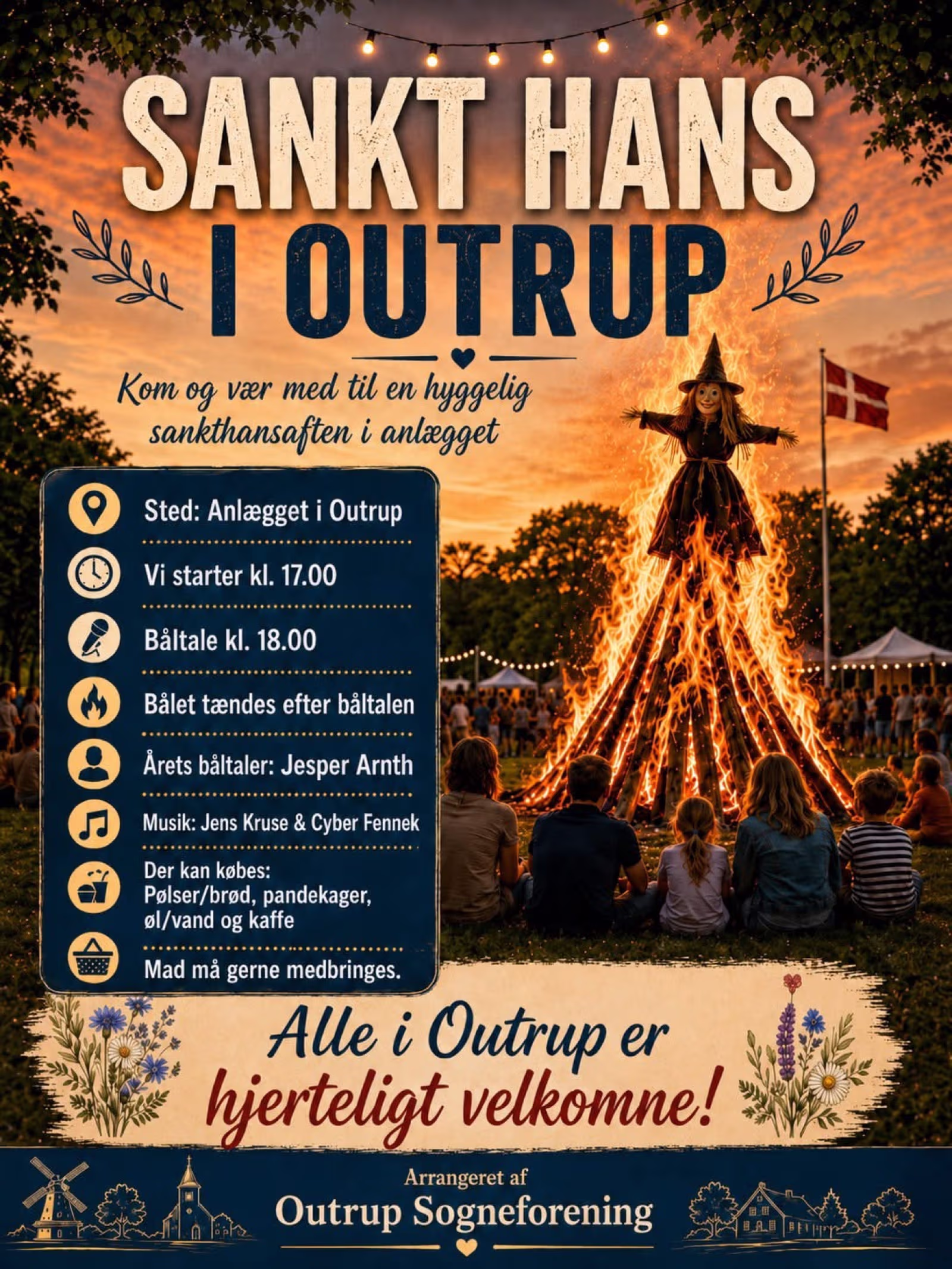 Bål og musik i anlægget