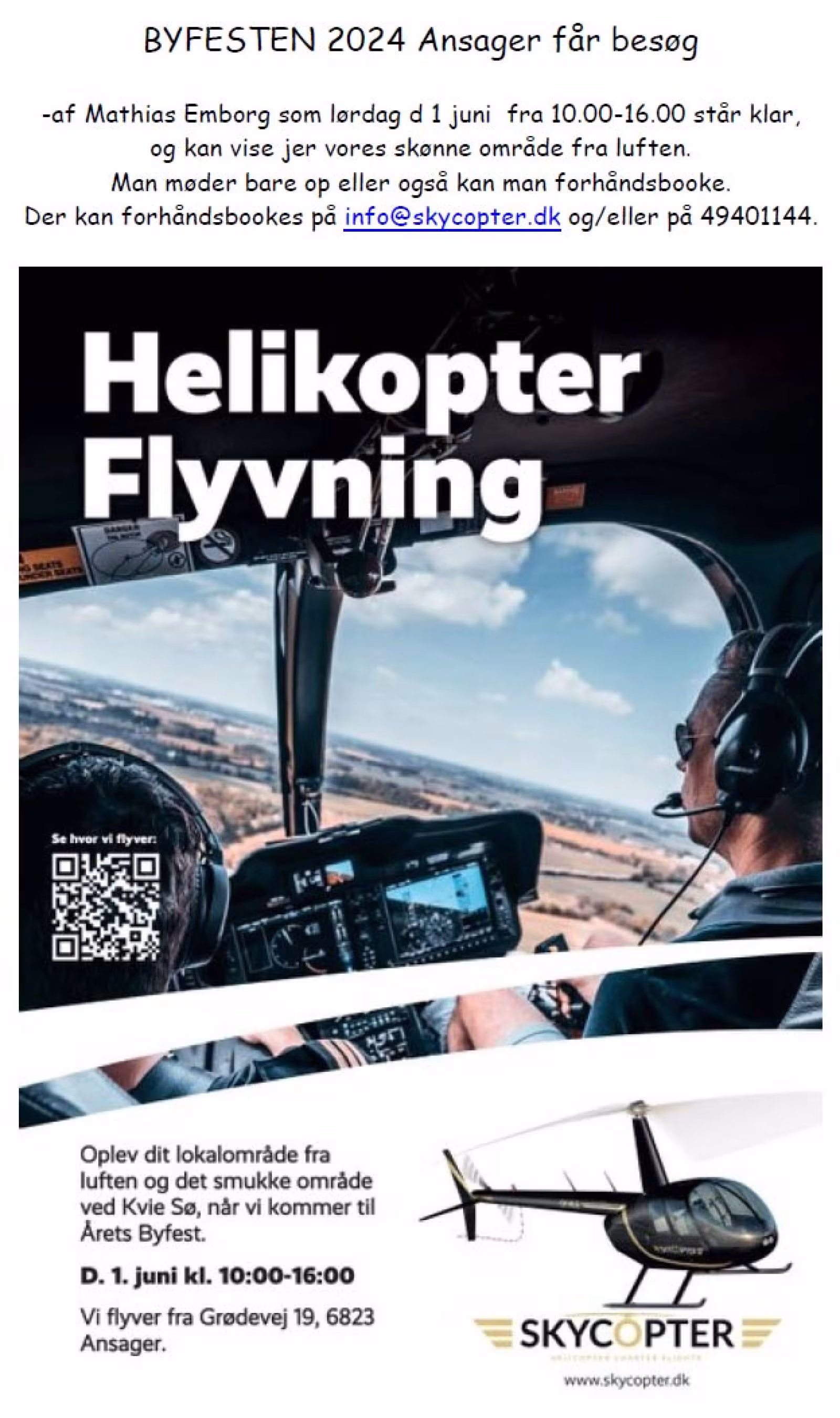 Helikoptertur over Ansager til byfesten