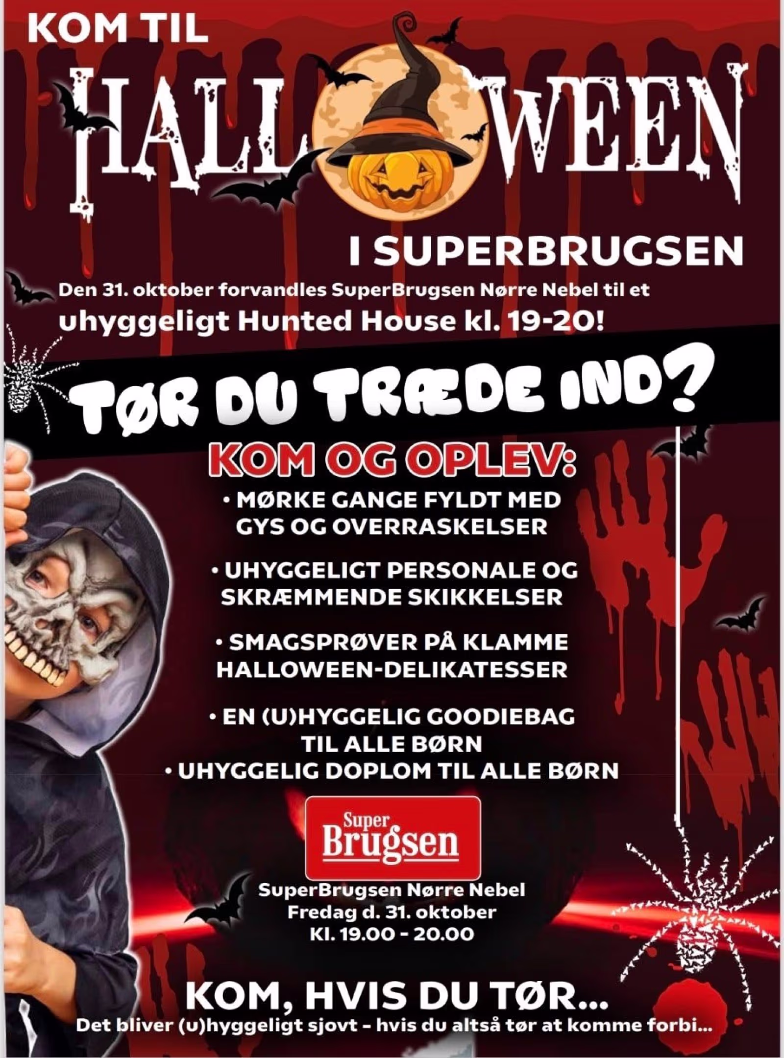 Uhyggelig halloweenfest i SuperBrugsen