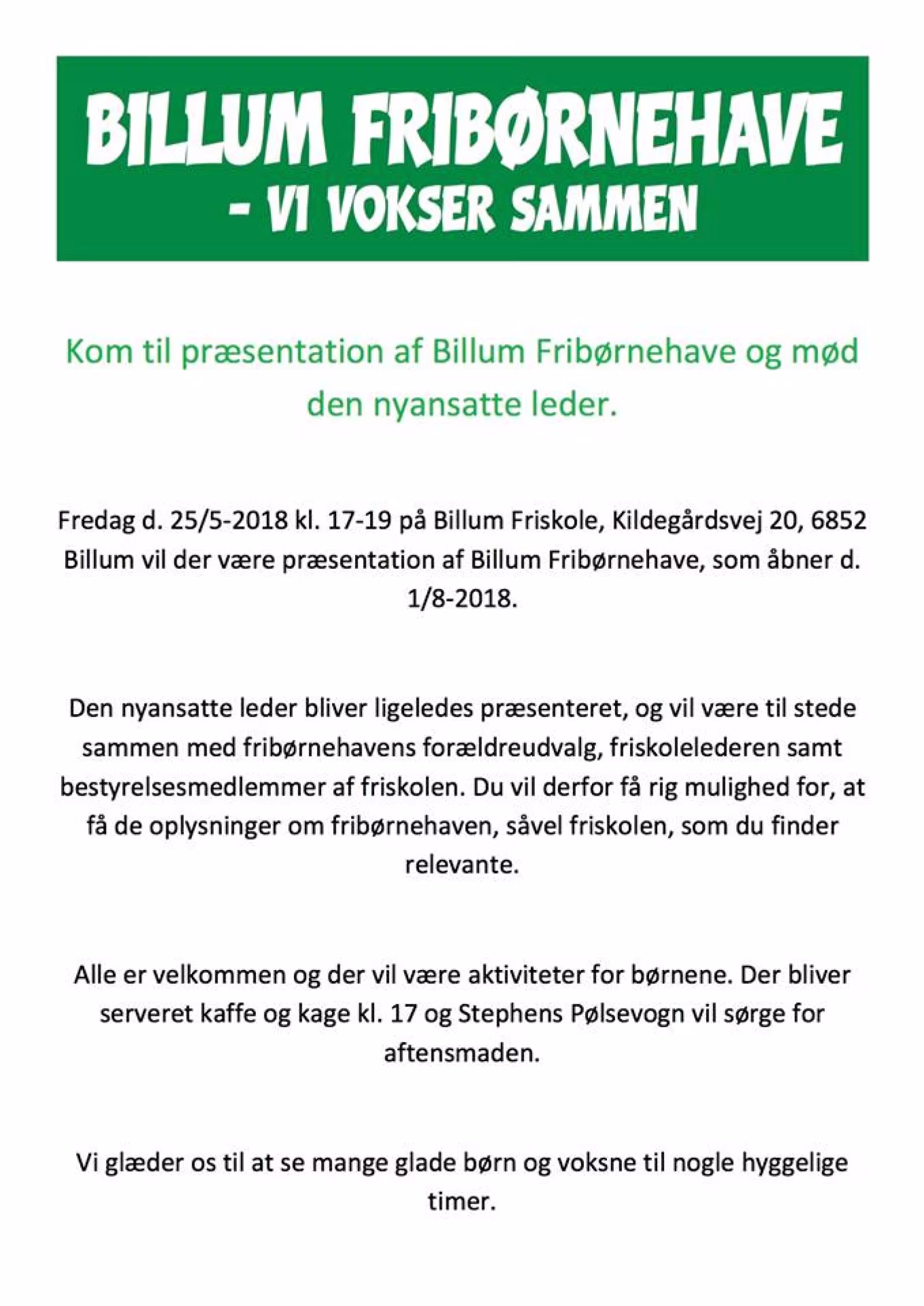 Kom til præsentation af Billum Fribørnehave